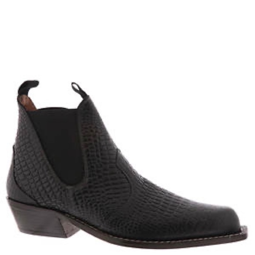 Free People Beau Western Ankle Boots Black Leather Coastal Cowgirl.